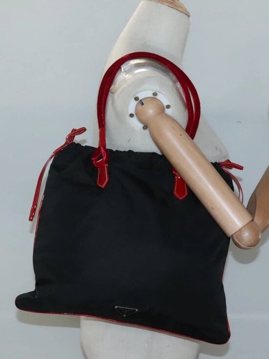 Prada Handbags - PRADA Tote Bag Nylon Black Silver Auth
